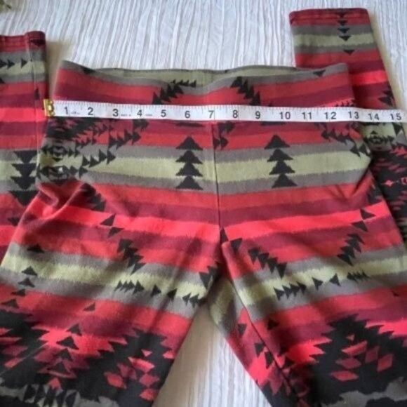 American Eagle Outfitters Aztec Red/Green Hi-Rise Leggings Women's Size Small - Picture 2 of 6
